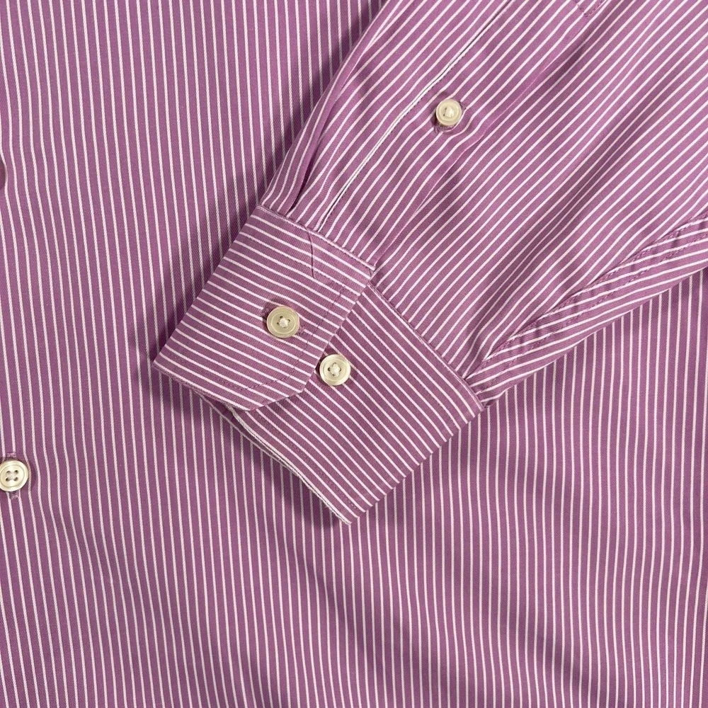 Banana Republic Shirt Mens Large Purple Striped‎ Long Sleeve Button Up Classic